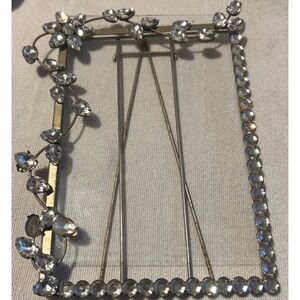 Vintage Style Silver Rhinestone Vine Leaf Floral Metal Picture Frame 4x6